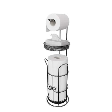 Dracelo Freestanding Toilet Tissue Roll Holder With Dispenser And Shelf