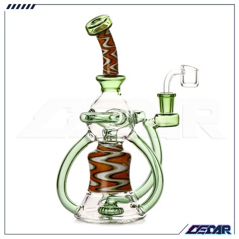 9 1 Inches Wig Wag Glass Smoking Pipe 14mm Quartz Banger Water Pipe Oil