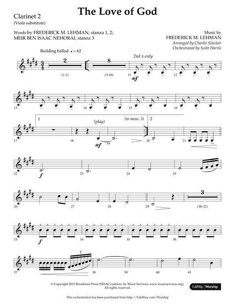 The Love Of God Choral Anthem SATB Clarinet Sheet Music PDF Arr