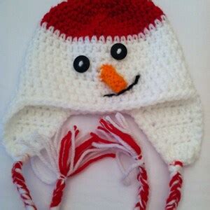 Snowman Hat With Pompon and Earflaps, Crochet Baby Hat, Snowman Hat Hat ...