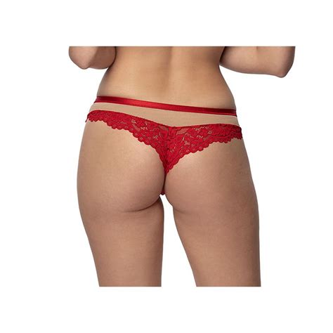 Lingerie féminine string rouge en dentelle TORFI ROZA Lingerie