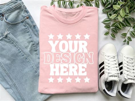 Light Pink Gildan 5000 T Shirt Mockup G500 Gildan Flatlay Mock Up Light