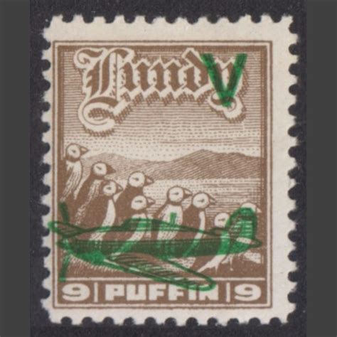 Lundy 1942 9p Victory Issue Overprint Emerald Green Mm Graham