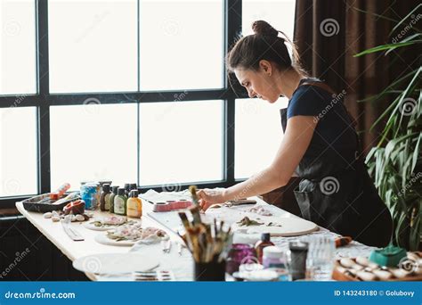 Artist Workplace Inspiration Ceramic Artwork Woman Stock Photo Image