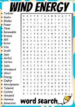 WIND ENERGY Word Search Puzzle WIND ENERGY Word Search Activities