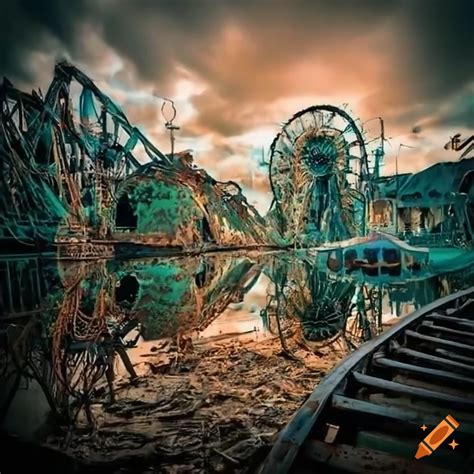 Picture Of An Abandoned Amusement Park With Rusted Rides