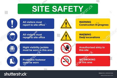 Site Safety Rules Construction Signs Building Stock Vector Royalty