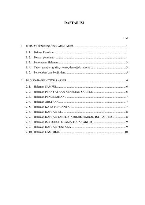 Format Daftar Isi Skripsi