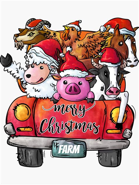 "Merry Christmas Farm Animals " Sticker for Sale by sweary12 | Redbubble