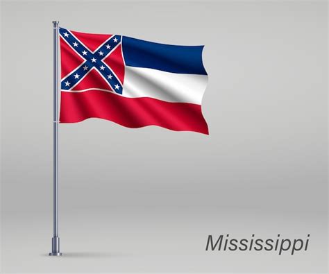 Ondeando La Bandera Del Estado De Mississippi De Los Estados Unidos En