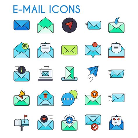 Paquete de iconos de correo electrónico colección de símbolos de correo