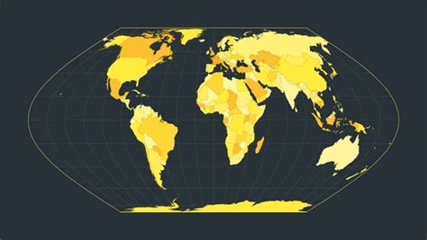 World Map Miller Cylindrical Projection Futuristic World Illustration ...