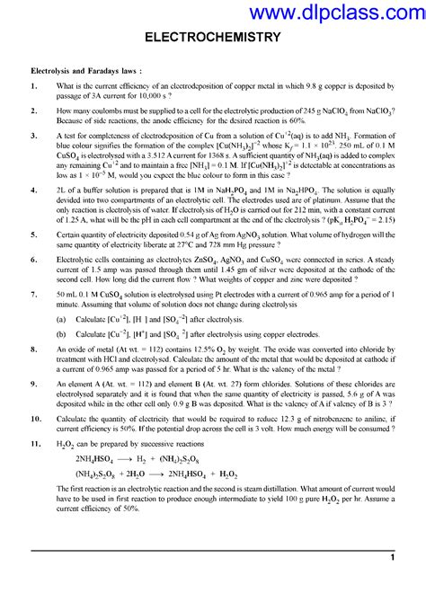 Solution Electrochemistry Worksheet Studypool