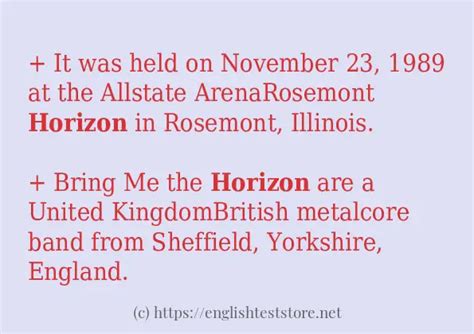 In sentence examples of "horizon" - EnglishTestStore Blog