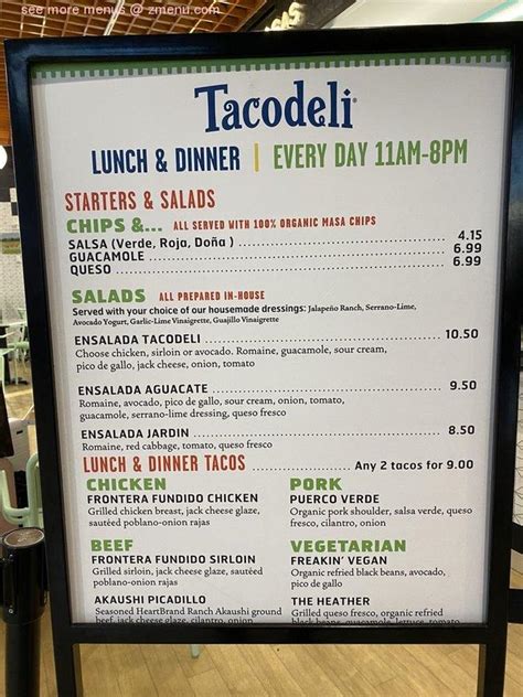 Online Menu of Tacodeli Restaurant, Austin, Texas, 78719 - Zmenu