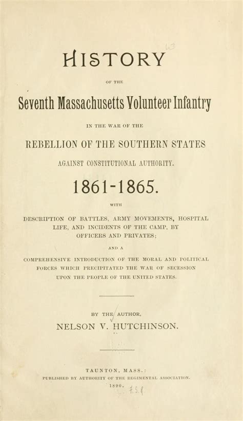 History Of The Seventh Massachusetts Volunteer Infantry In The War Of The Rebellion Of The