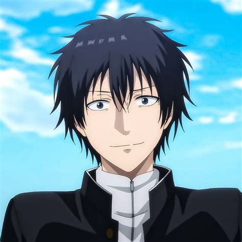 An Anime Character With Black Hair And Blue Eyes Looks At The Camera