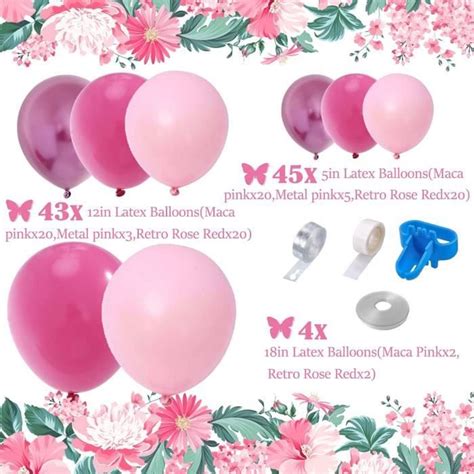 Arche Ballon De Guirlande Rose Ballon Anniversaire Fille Rose Rouge