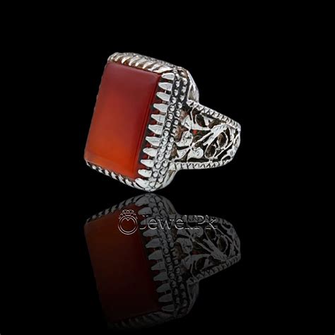 Yemen Aqeeq Natural Agate Stone Ring Silver