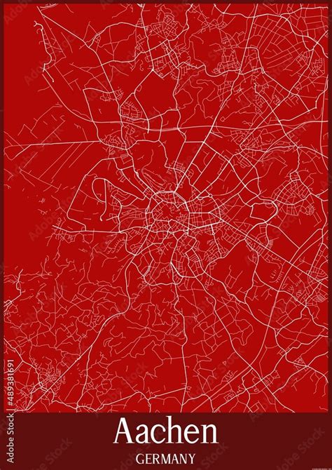 Red map of Aachen Germany. Stock Illustration | Adobe Stock