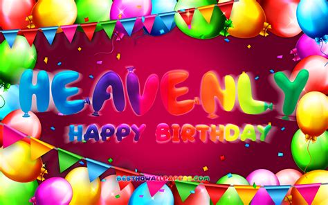 Download Wallpapers Happy Birthday Heavenly 4k Colorful Balloon Frame