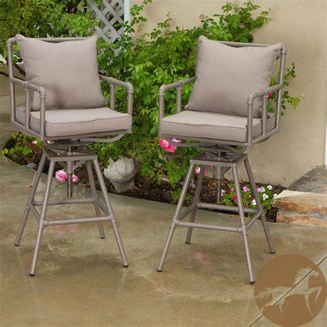 Noble House Derek Swivel Metal Patio Outdoor Bar Stool 2 Pack 67067