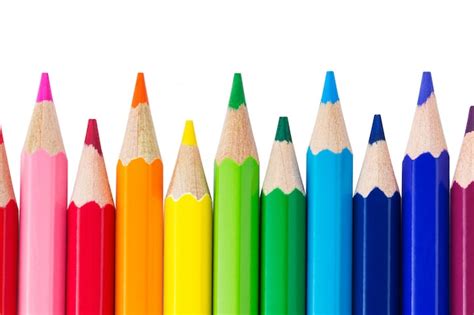 Premium Photo Row Of Colorful Pencils Isolated