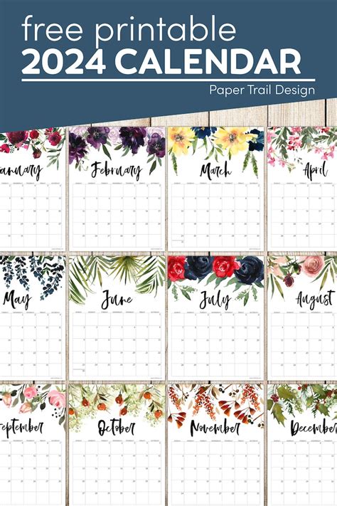 Floral Calendar Printable Paper Trail Design