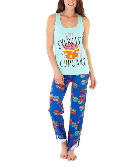 Midnight Coco Light Blue Cupcake Tank And Pajama Pants Plus Too