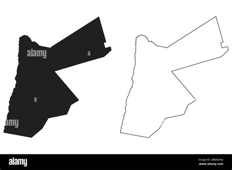 Jordan Country Map Black Silhouette And Outline Isolated On White