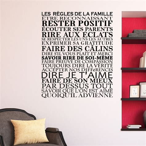 Sticker Les R Gles De La Famille Pas Cher Stickers Citations Discount