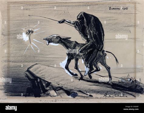 Political satire cartoon depicting Death riding an emaciated donkey and ...