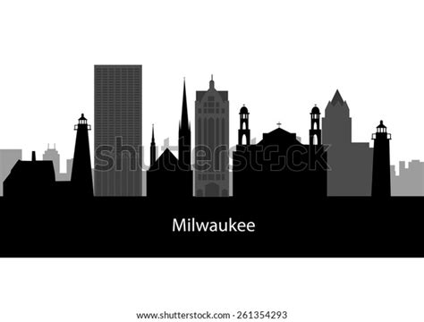 Milwaukee Wisconsin Skyline Detailed Vector Silhouette Stock Vector ...