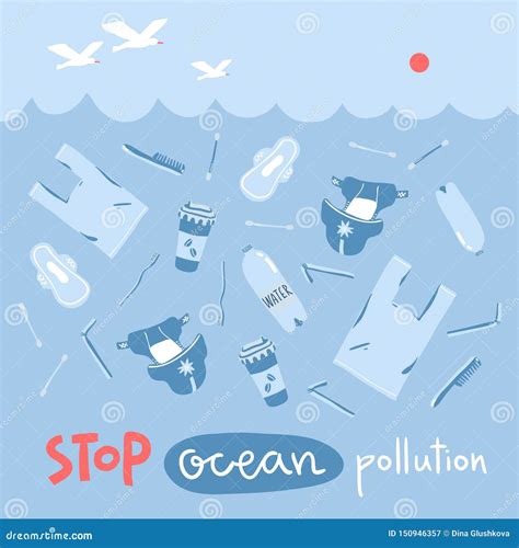 Vector Concept Illustration With Hand Drawn Pollution Elements In The