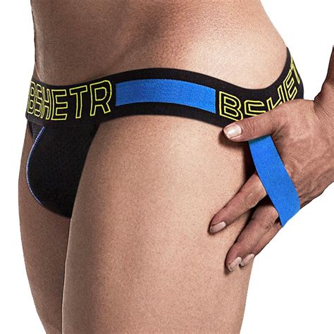 Bshetr Brand Penis Sexy Underwear Men Jockstrap Breathable Mesh Thongs