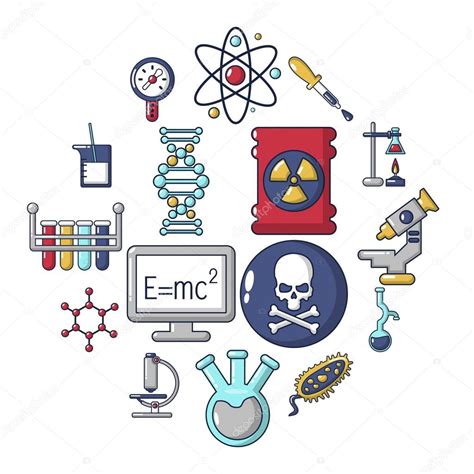 Dibujos Industrias Quimicas Conjunto De Iconos De Laboratorio