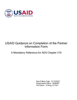 Fillable Online USAID Guidance On Completion Of The Partner Information