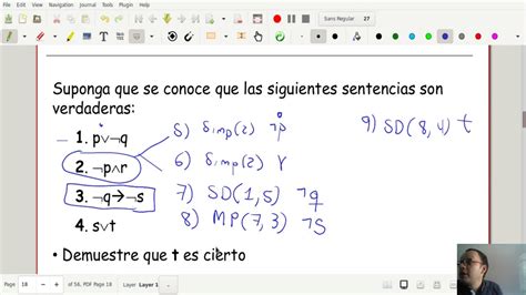 Matem Ticas Discretas I Clase Ejercicio Inferencia Logica Youtube