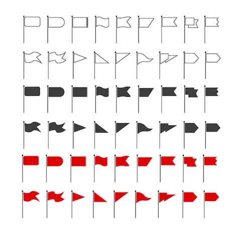 Premium Vector Flag Icon Collection Flag Pole Signs Flag Pennant