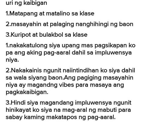 Gawain Sa Pagkatuto Bilang 6 Isipin Ang Iyong Mga Kaibigan Tukuyin