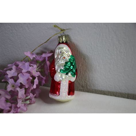 Vintage Hand Blown Glass Santa Claus Christmas Ornament Holiday Germany Etsy