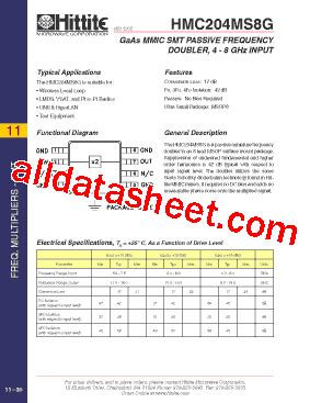 HMC204MS8G Datasheet PDF Hittite Microwave Corporation