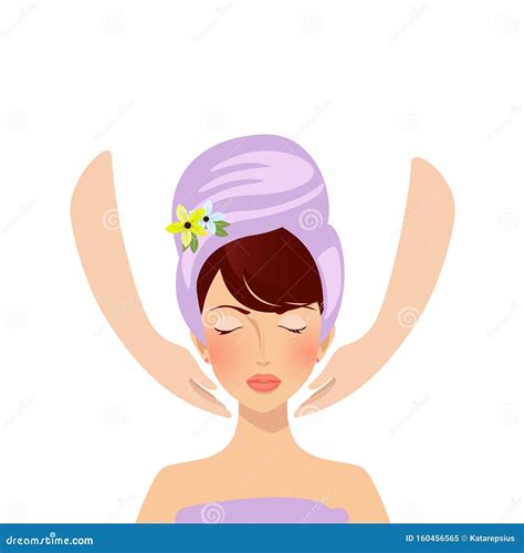 Woman Apply Spa Massage Or Cosmetics Procedures Stock Vector