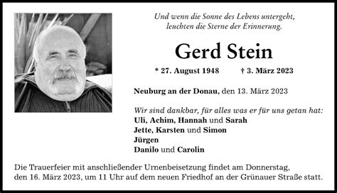 Traueranzeigen Von Gerd Stein Augsburger Allgemeine Zeitung