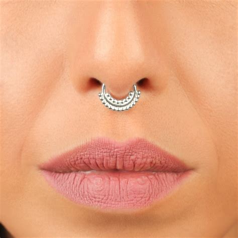 16g Septum Silver Septum Ring Septum Jewelry Nose Ring Etsy