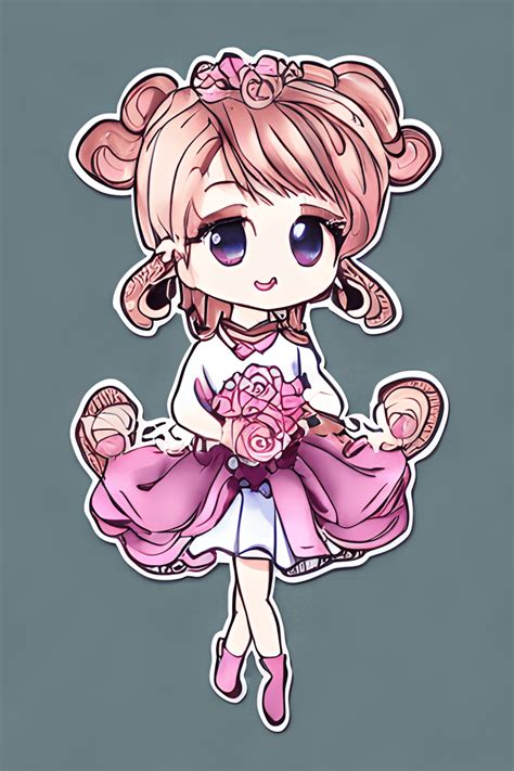 Cute Kawaii Chibi Lady Sticker · Creative Fabrica