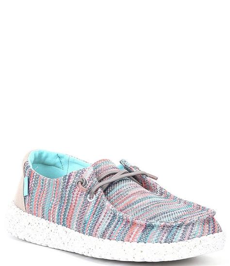 Heydude Womens Wendy Sox Rainbow Woven Slip Ons Dillards