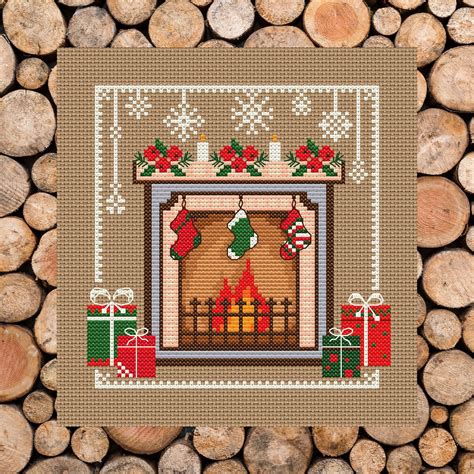 Christmas Fireplaces Cross Stitch Winter Holiday Pattern Pdf Festive