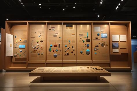 Tabla De Madera En Un Museo De Ciencias Con Exposiciones Interactivas