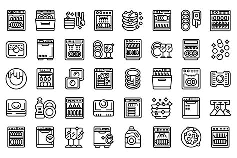 Dishwasher Detergent Icons Set Outline Graphic By Ylivdesign Creative